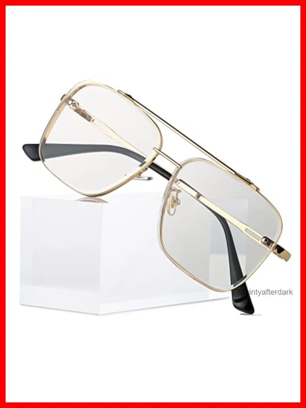 Oversized Square Aviator Sunglasses Metal Frame Tinted Lens Retro